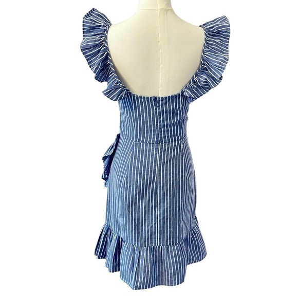 The Fifth Label Blue and White Striped Ruffle Mini Women's Dress XS - Picture 6 of 11